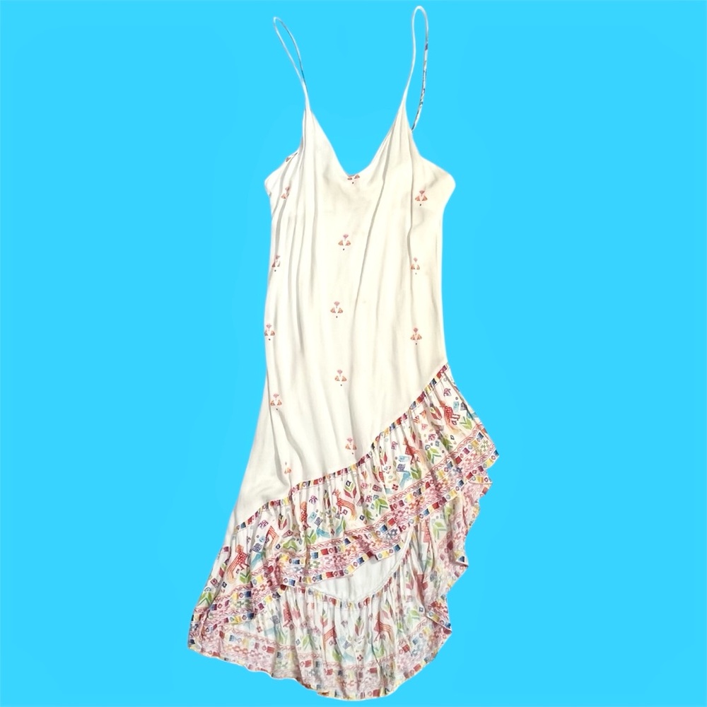 Jen's Pirate Booty White High-Low Slip Dress with Multicolor Embroidery - Picture 6 of 13